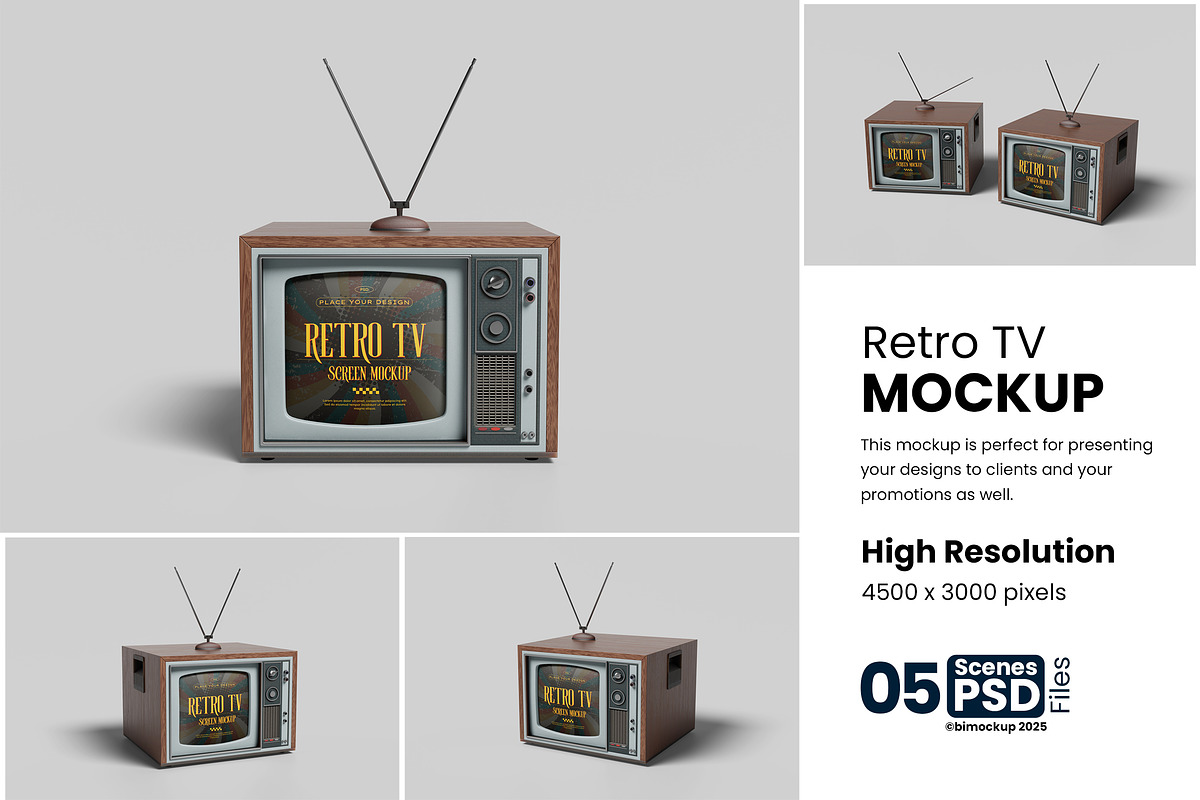 Retro TV Mockup, a Product Mockup by bimockup (Photo 1 of 6)