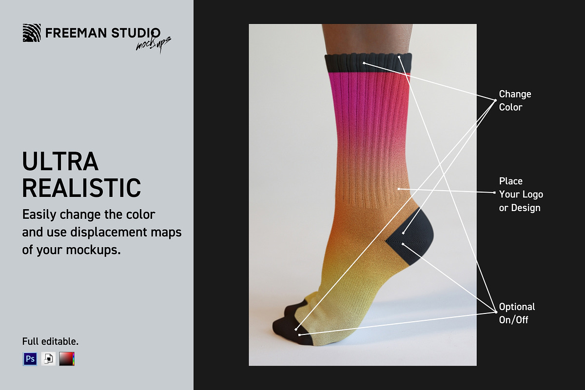 Socks Mockup Set, a Bottom Mockup by Freeman Studio (Photo 5 of 13)