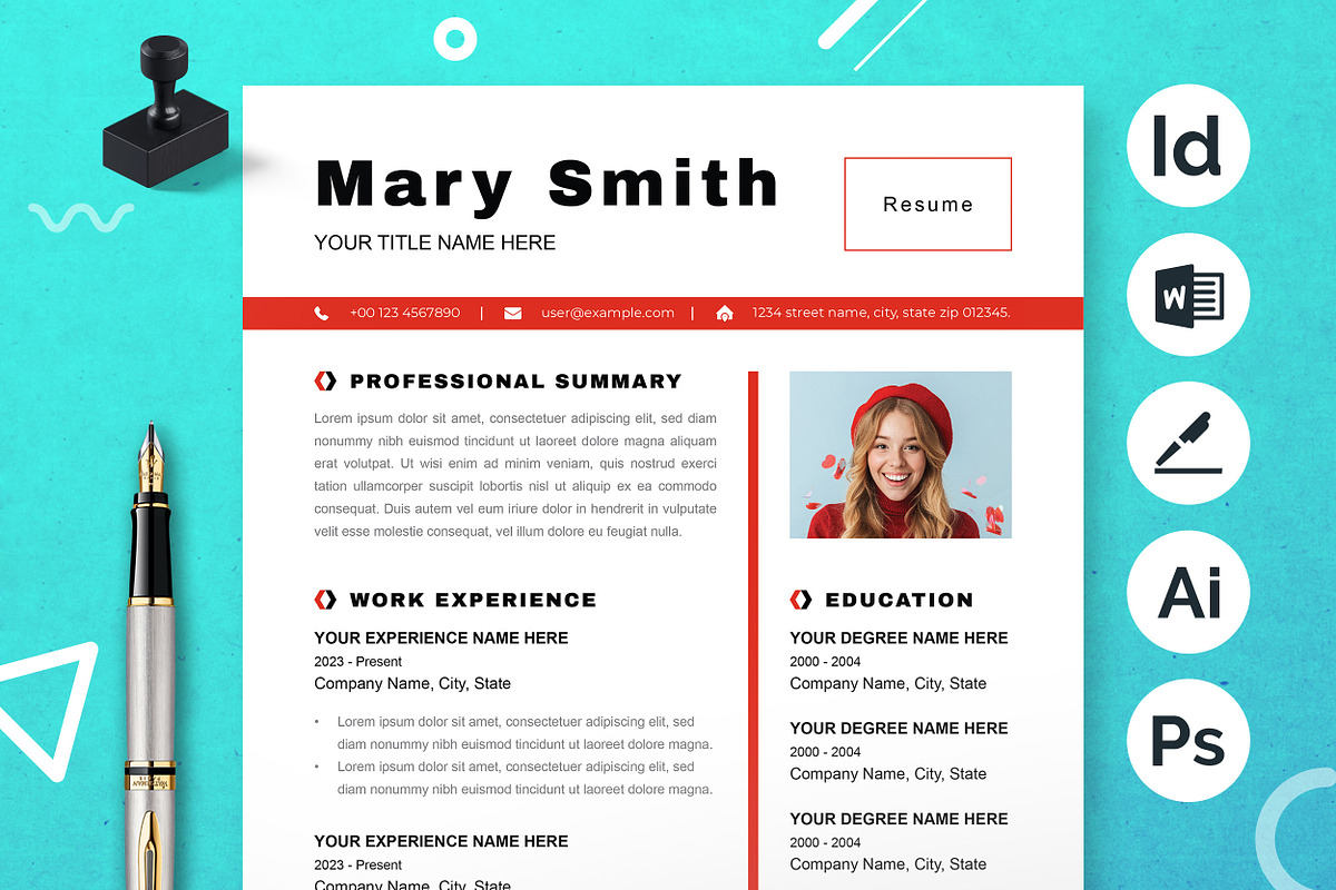 Eye-Catching Resume Design, a Stationery Template by ResumeInventor (Photo 1 of 7)