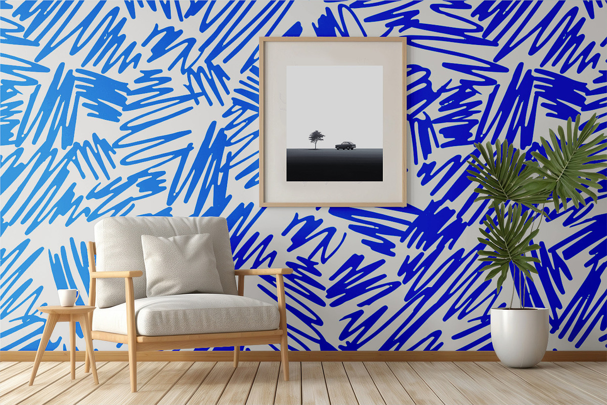 Blue Marker Scribbles, a Pattern Graphic by MalyskaStudio (Photo 3 of 5)