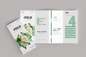 Four-Fold 4 Fold Brochure Mockups