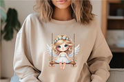 Cute Angel on Swing. Clipart, PNG., an Animal Illustration by KENO Mascots (Thumbnail 5 of 8)