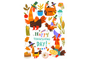 Cute Thanksgiving Set Composed of, an Animal Illustration by Maria Starus (Thumbnail 1 of 3)