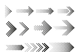 Dotted Halftone Arrows Vector Set