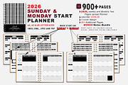 2026 Monday & Sunday Start Planner, a Stationery Template by MNT-Creator (Thumbnail 1 of 10)