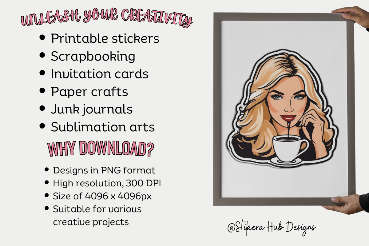 Girl Sipping CoffeeSticker Clipart, a Person Illustration by Stickera Hub (Photo 4 of 8)