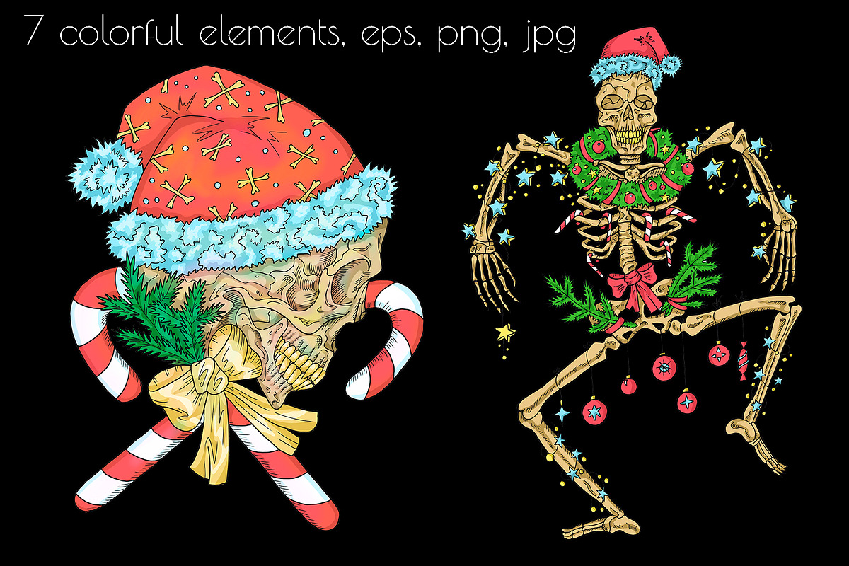 Scary Christmas Skulls, a Decorative Illustration by Samiramay (Photo 3 of 5)