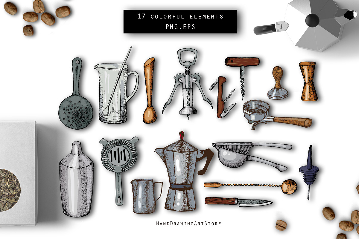 Bar Equipment illustration, a Food Illustration by Hand drawn Boutique (Photo 3 of 8)