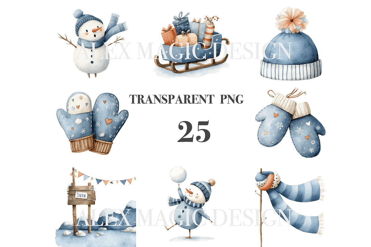 25 Snowman Clipart, a Decorative Illustration by Pati Charm Studio (Photo 3 of 8)