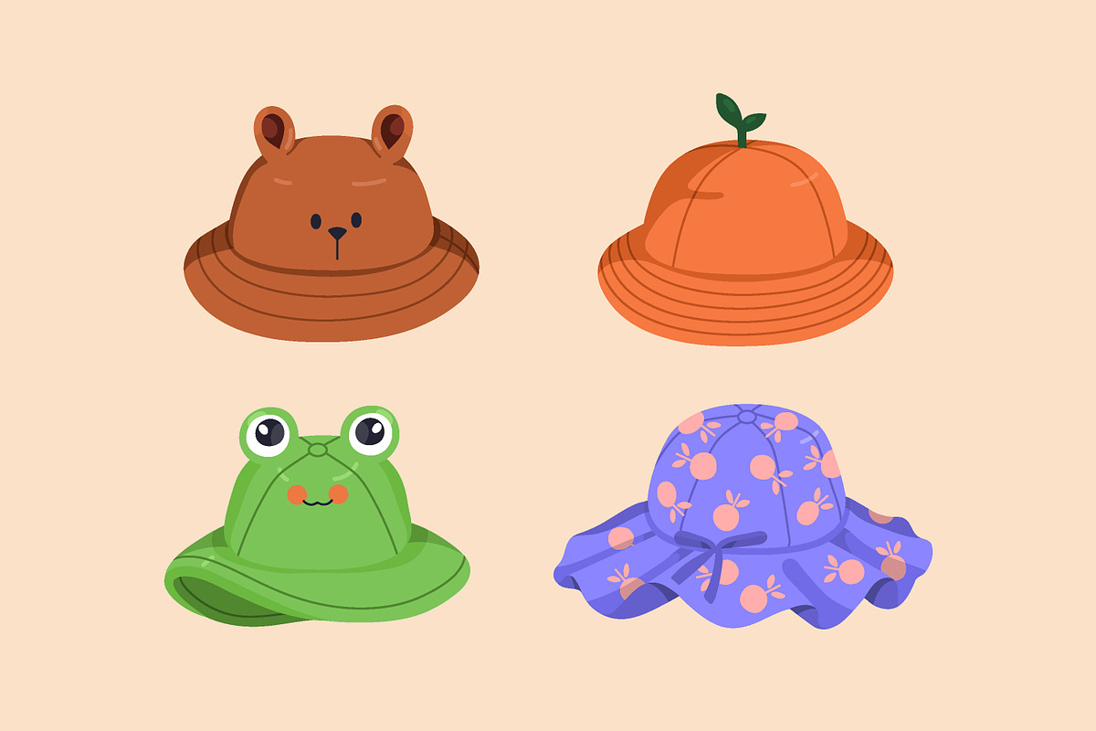 Kids summer panamas, beach hats set, an Object Illustration by Good Studio (Photo 3 of 6)