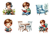 Library Kids Clipart Watercolor Book, an Illustration by CreationArt (Thumbnail 5 of 7)