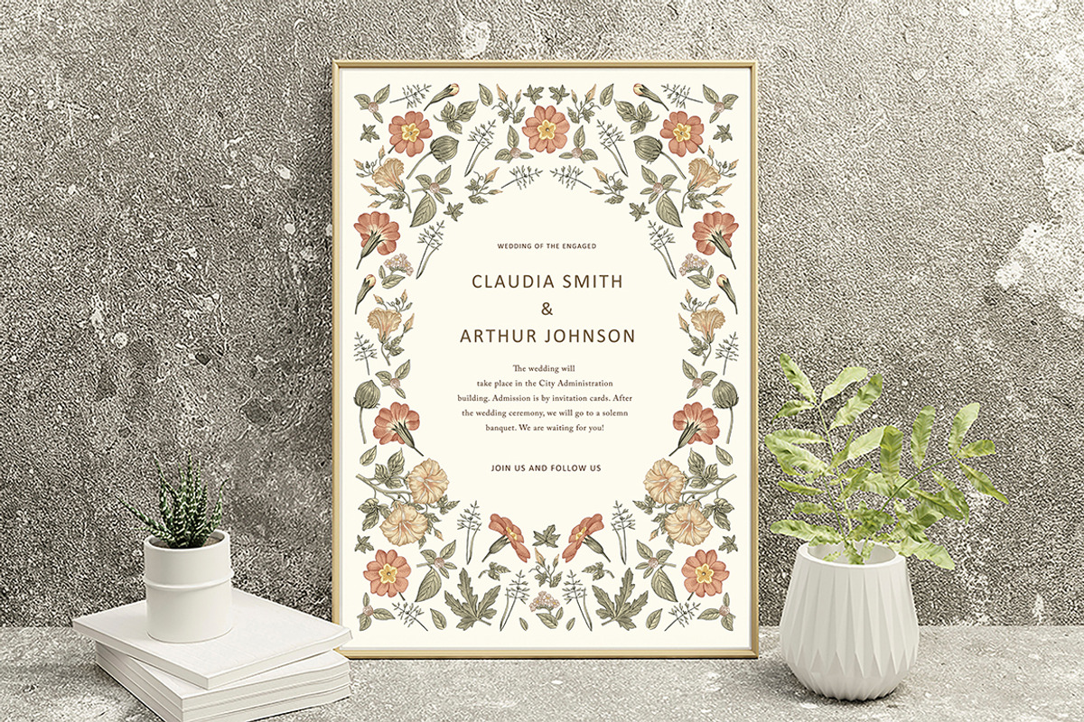 3 Wedding Cards + Seamless Pattern, an Object Graphic by Vintage (Photo 10 of 14)