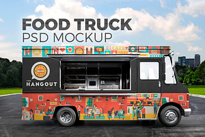 Food truck. PSD Mockup