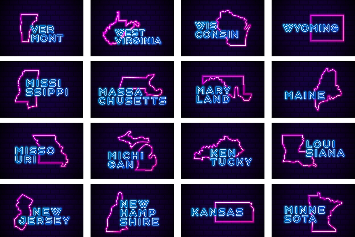 50 USA Neon States, an Object Graphic by Lunarts Studio (Photo 6 of 7)