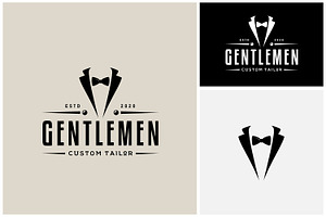 Bow Tie Gentleman Suit Tailor Logo