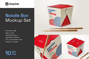 Noodle Box Mockup Set Asian Food