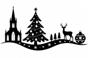 Christmas silhouette illustration, an Illustration by Amazin_art (Thumbnail 2 of 21)