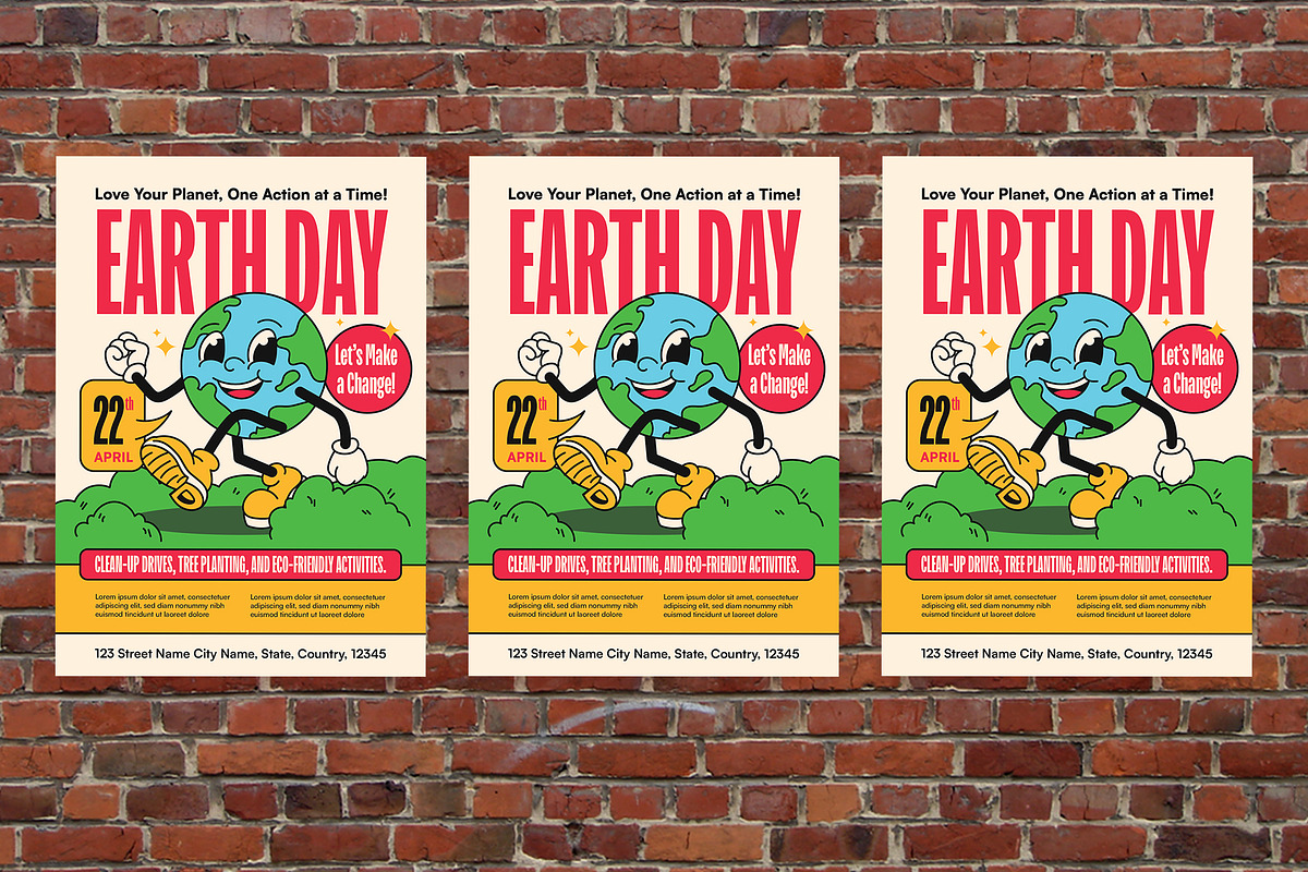 Retro Earth Day Flyer, a Flyer Template by Aiyari Graphic (Photo 3 of 3)