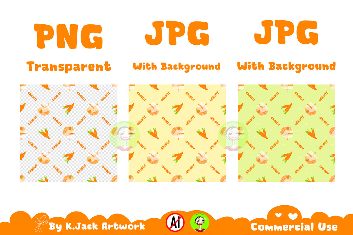 Cute carrot juice seamless pattern, a Background Graphic by K.JackArtwork (Photo 2 of 7)