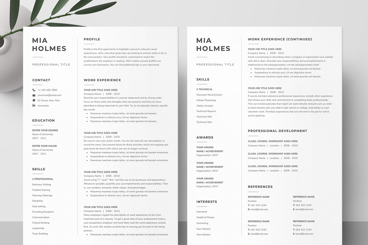 Word Resume & Cover Letter Template, a Resume Template by DemeDesign (Photo 2 of 6)