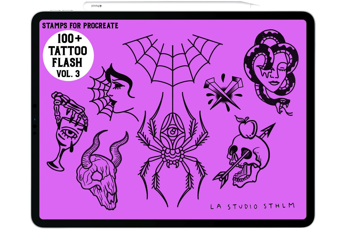 BUNDLE 1 - Tattoo Flash - Stamp Sets, a Brush Add-On by LA Studio Sthlm (Photo 7 of 17)