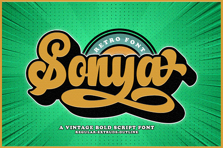 Sonya Script-Vintage Retro Font-, a Script Font by Letter Fresh