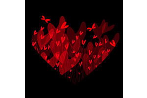 Red hearts on black. Happy Valentine, an Illustration by Nenahliadava Design