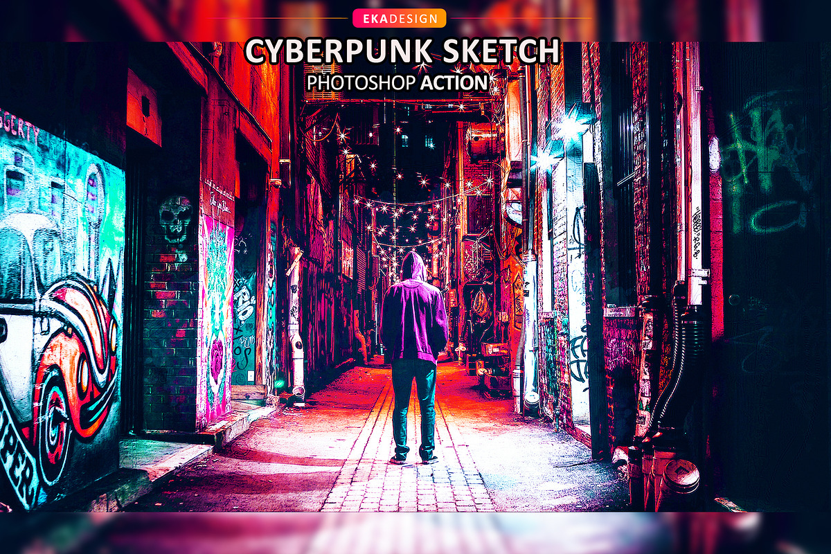 Cyber Punk Sketch Photoshop Action, an Action Add-On by Eka Design (Photo 1 of 5)