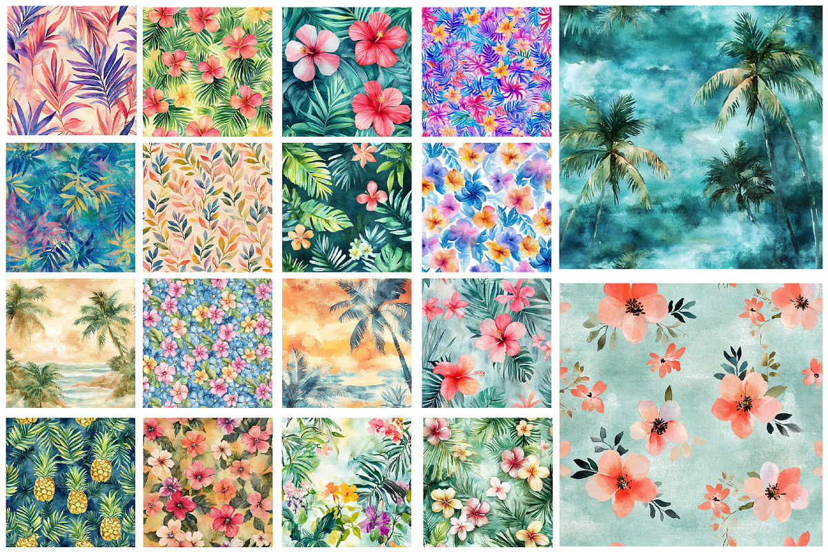 Tropical Breeze Digital Papers, an Illustration by SinaCreation (Photo 3 of 5)