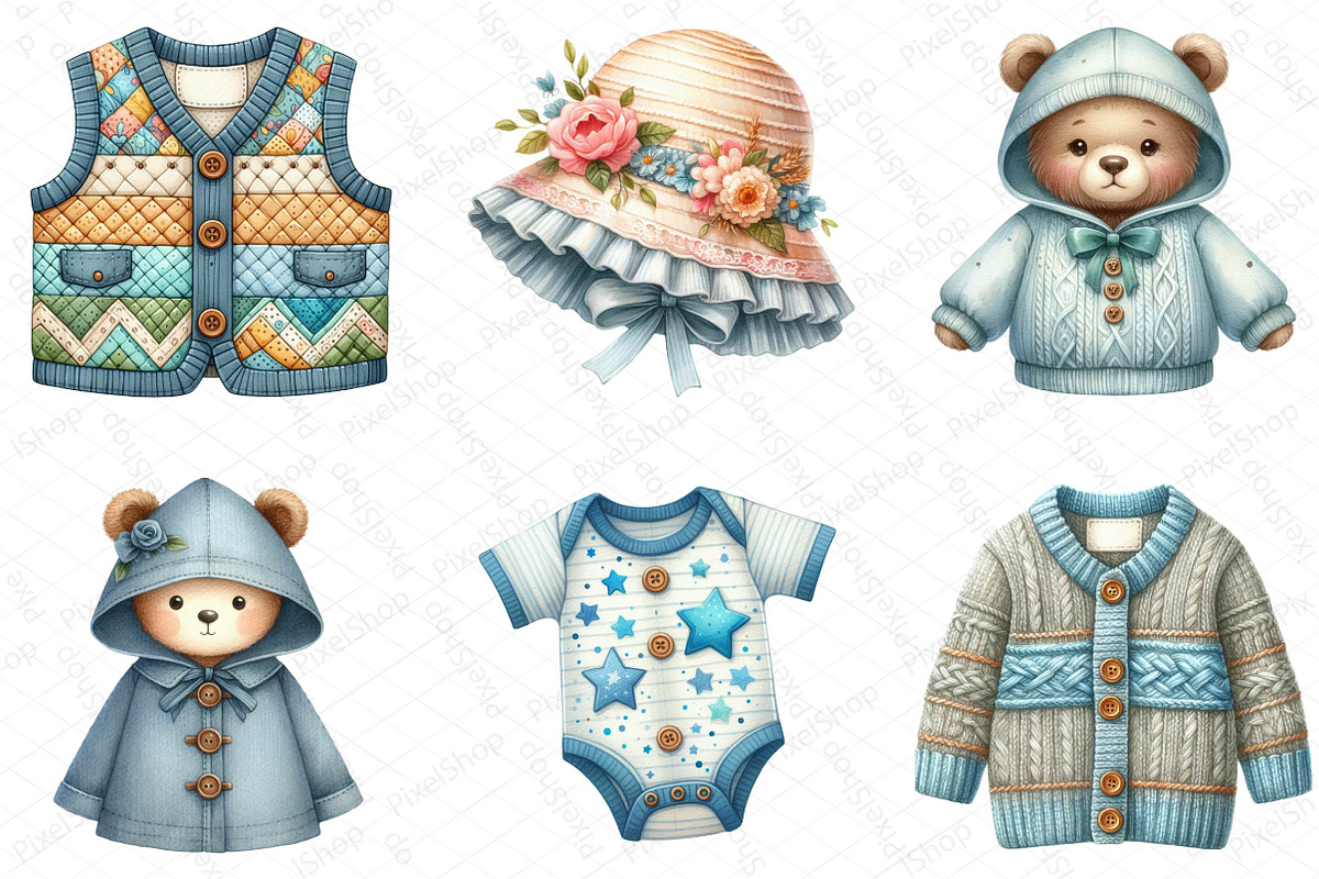 Baby Clothes Watercolor Clipart, an Illustration by DreamPrint404 (Photo 6 of 6)