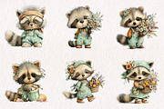 Summer Funny Raccoon Clipart, an Illustration by CreationArt (Thumbnail 3 of 10)