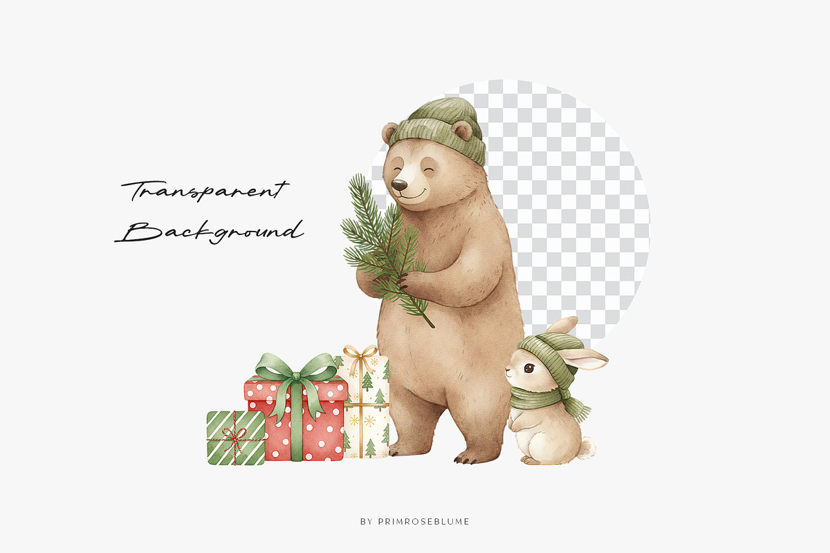Merry Christmas Watercolor Clipart, a Seasonal Illustration by Primrose Blume (Photo 2 of 2)