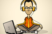 User with a Laptop Surrounded Device, a Technology Illustration by yuanden graphics (Thumbnail 3 of 5)