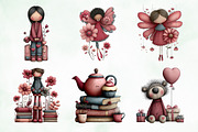 Whimsical Flowers and Girls Clipart, an Illustration by Creative Art (Thumbnail 6 of 11)