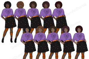 Halloween Bright Girls Clipart