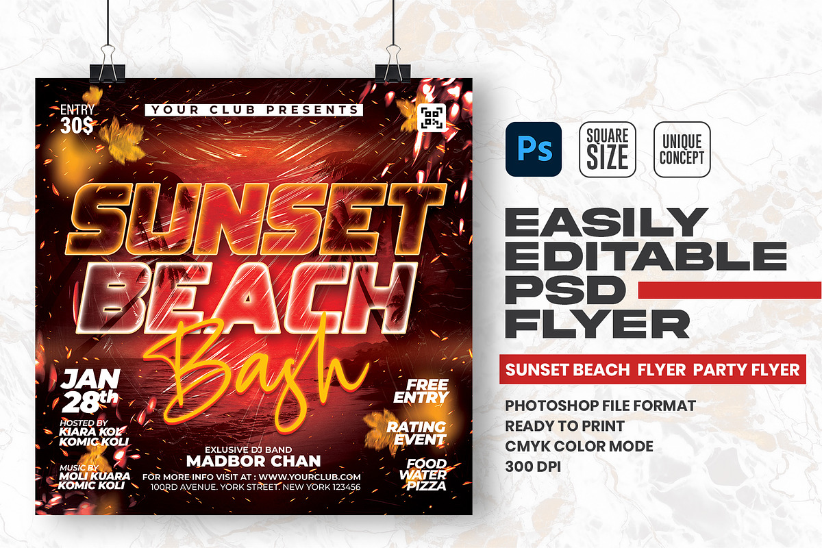 Sunset Beach Party Flyer Template, a Flyer Template by Shajib Shikder (Photo 1 of 2)