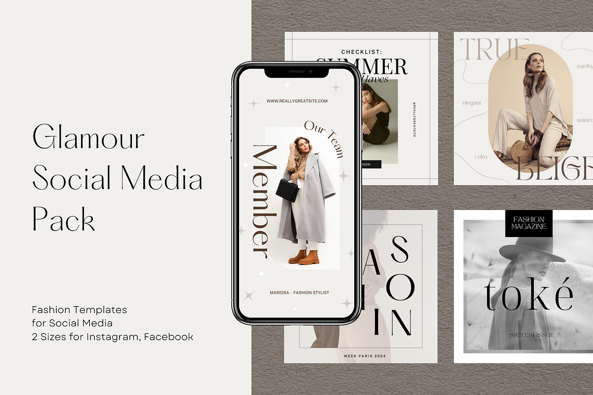 CANVA | Glamour Social Media Pack, a Social Media Template by 9inchideas (Photo 1 of 10)