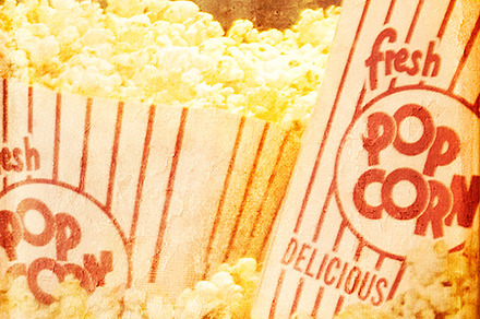 Fresh popcorn featuring hot, theatre, and theater