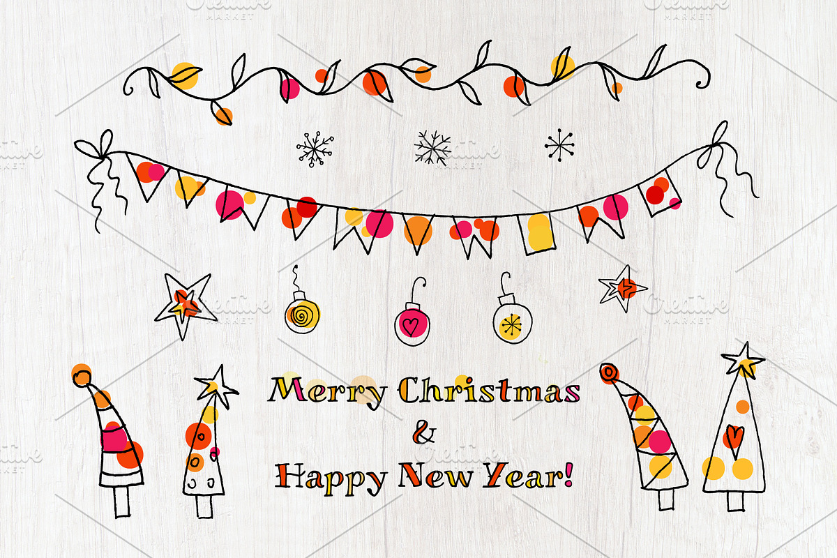 Doodle Christmas elements, a Background Graphic by DikayaMiau (Photo 1 of 3)