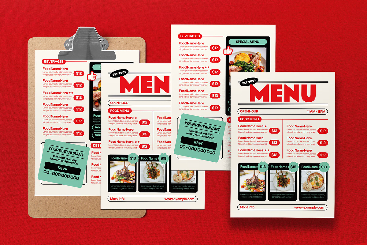 Cream Retro Simple Food Menu, a Flyer Template by graphicook (Photo 3 of 4)