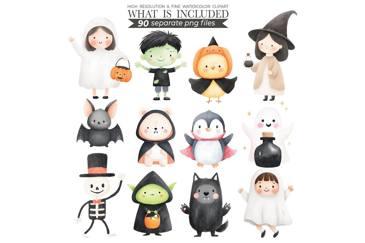 Cute Halloween Clipart - LittleBoo, an Illustration by CharmClipart (Photo 3 of 10)