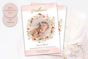 Birth Announcement Card Template 4