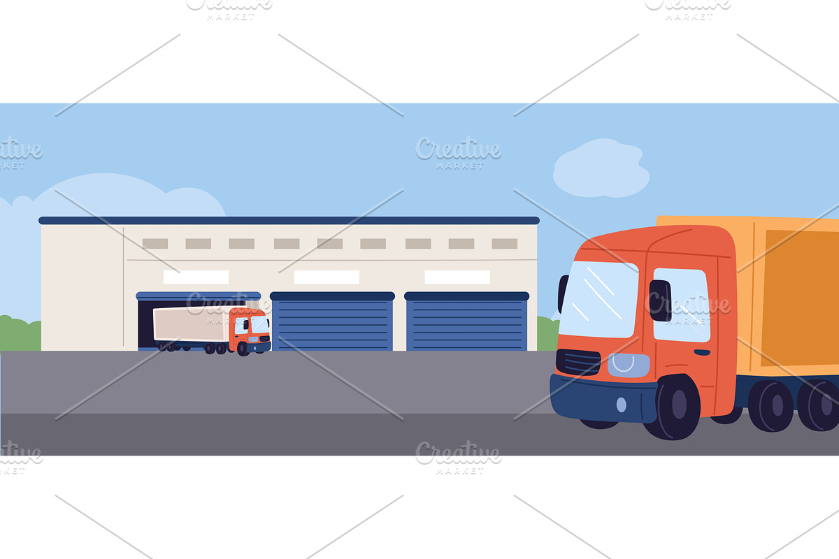 Large warehouse with cargo and, a Transportation Illustration by Vectorbuum