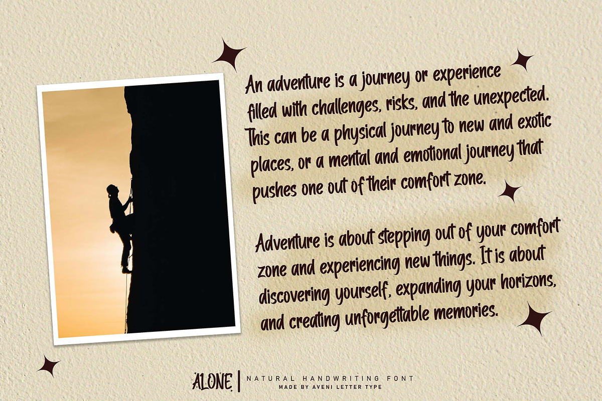 Alone | Handwritten, a Handwritten Font by Aveni Letter Type (Photo 2 of 9)