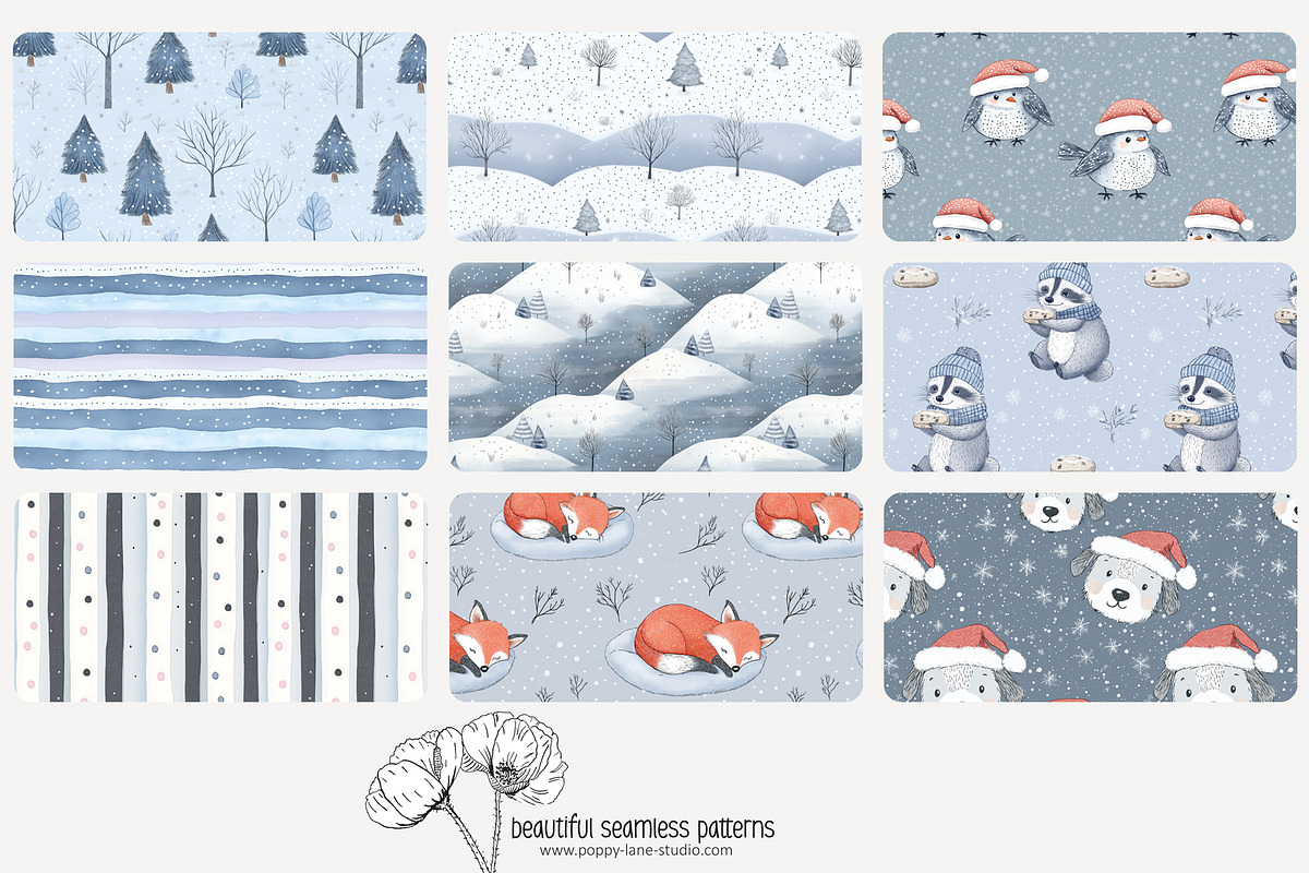 80 winter animals seamless pattern, a Pattern Graphic by Poppy Lane Studio (Photo 7 of 11)