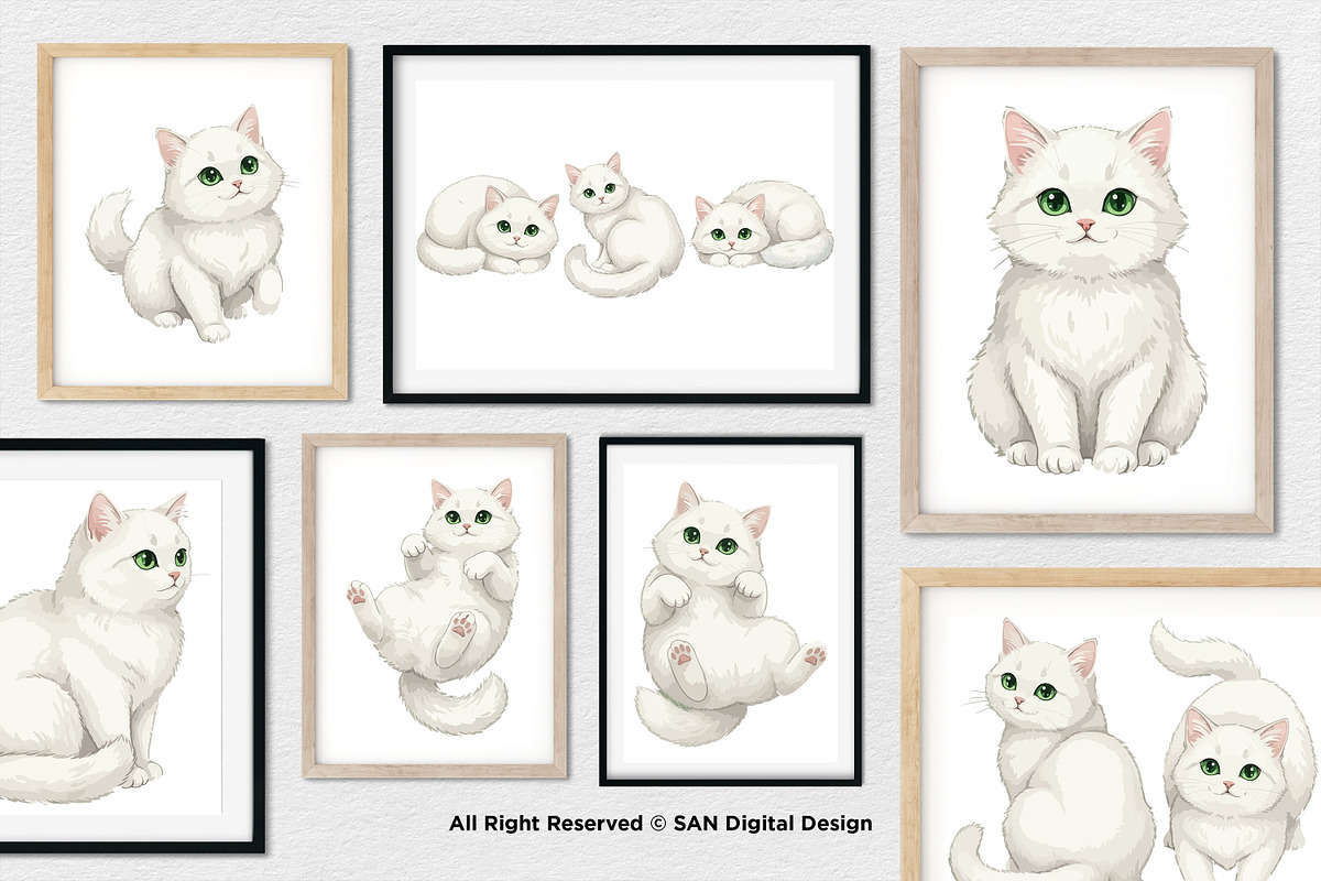 15 Bundle Watercolor White Cat Pet, an Animal Illustration by Morspective (Photo 4 of 8)
