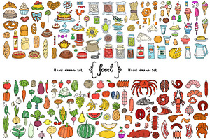 Vector set with food doodles