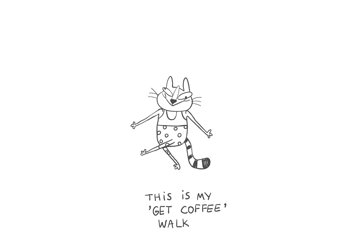 Funny Coffee Cat Doodles, an Illustration by Anastasiya Klempach (Photo 6 of 11)