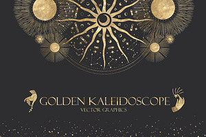 Golden Kaleidoscope. Vector Graphics