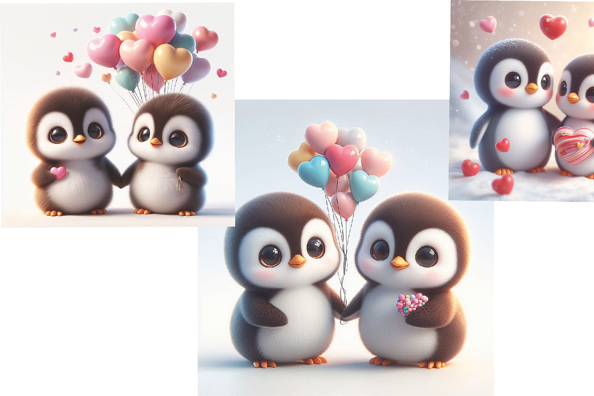 Cute Penguin Couple – Romantic Valen, an Illustration by Lesia.kabakova (Photo 3 of 3)